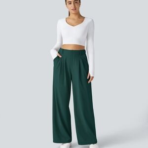 HALARA Deep Green Wide-Leg Pants